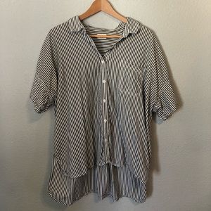 Abound Grey Striped Short-Sleeved Shirt